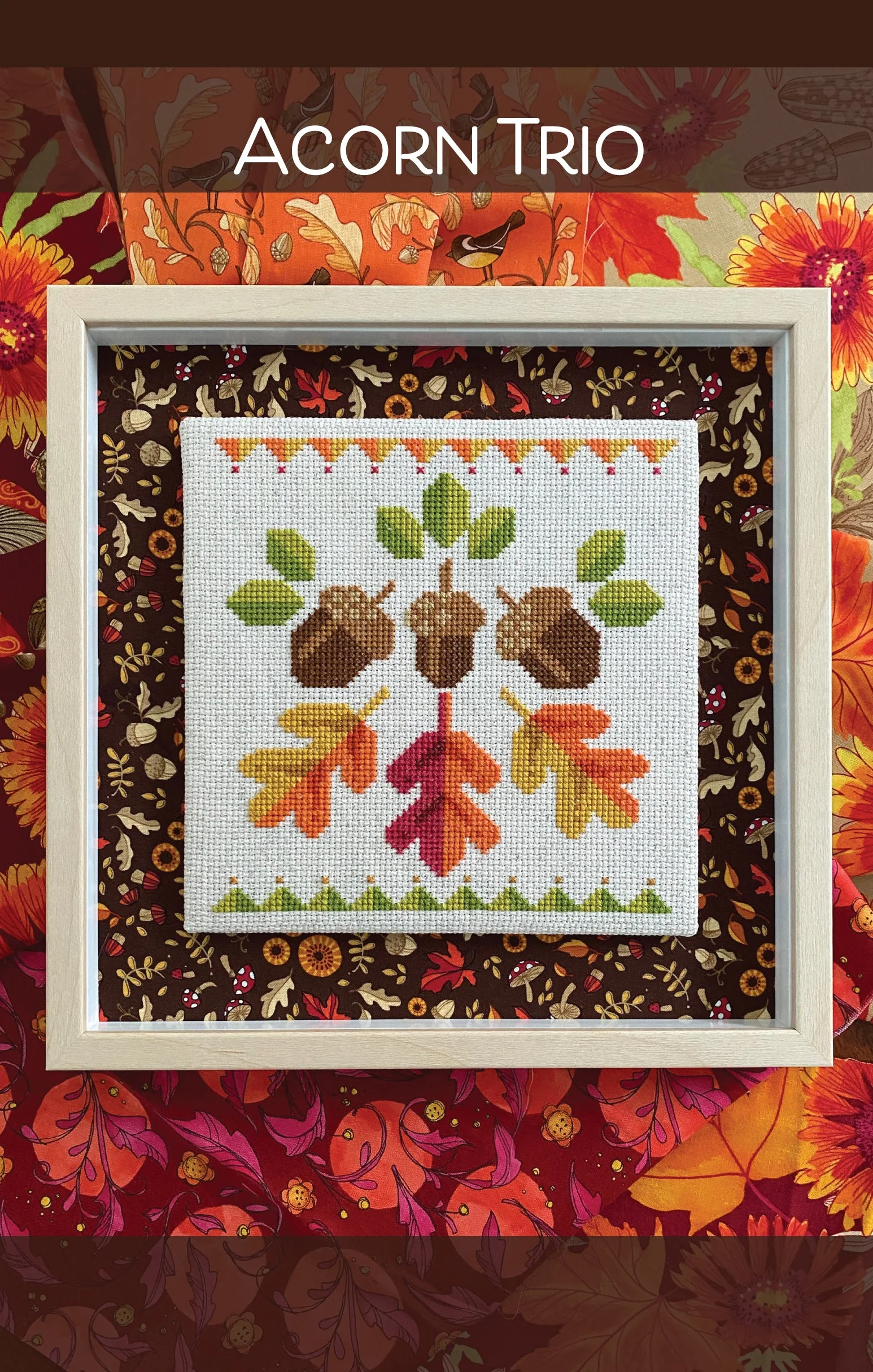 Acorn Trio Cross Stitch Printed Pattern - Image 3