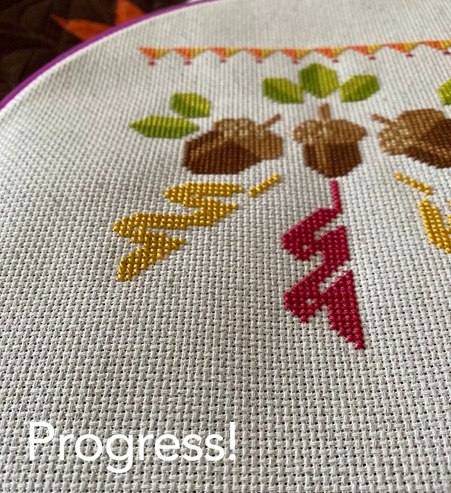 Acorn Trio Cross Stitch Printed Pattern - Image 4