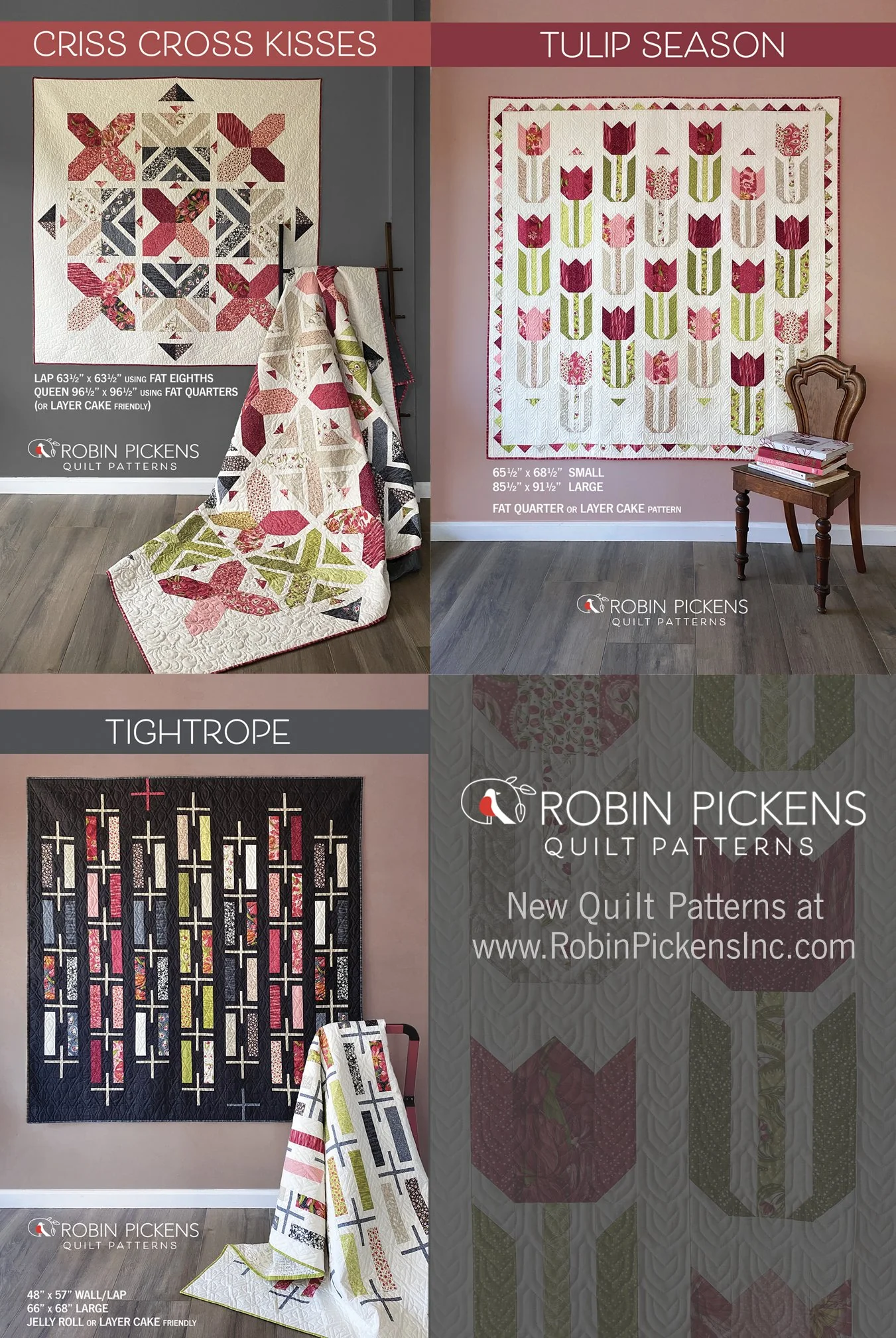 CRISS CROSS KISSES printed booklet quilt pattern, Robin Pickens, Lap or Queen - Image 10