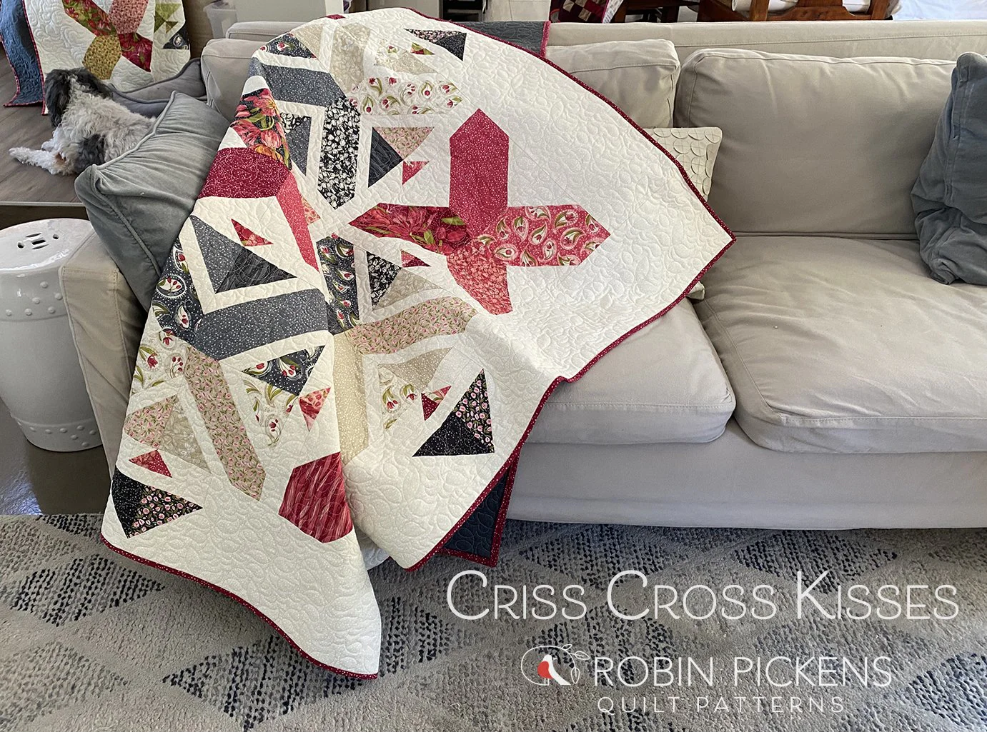 CRISS CROSS KISSES printed booklet quilt pattern, Robin Pickens, Lap or Queen - Image 5
