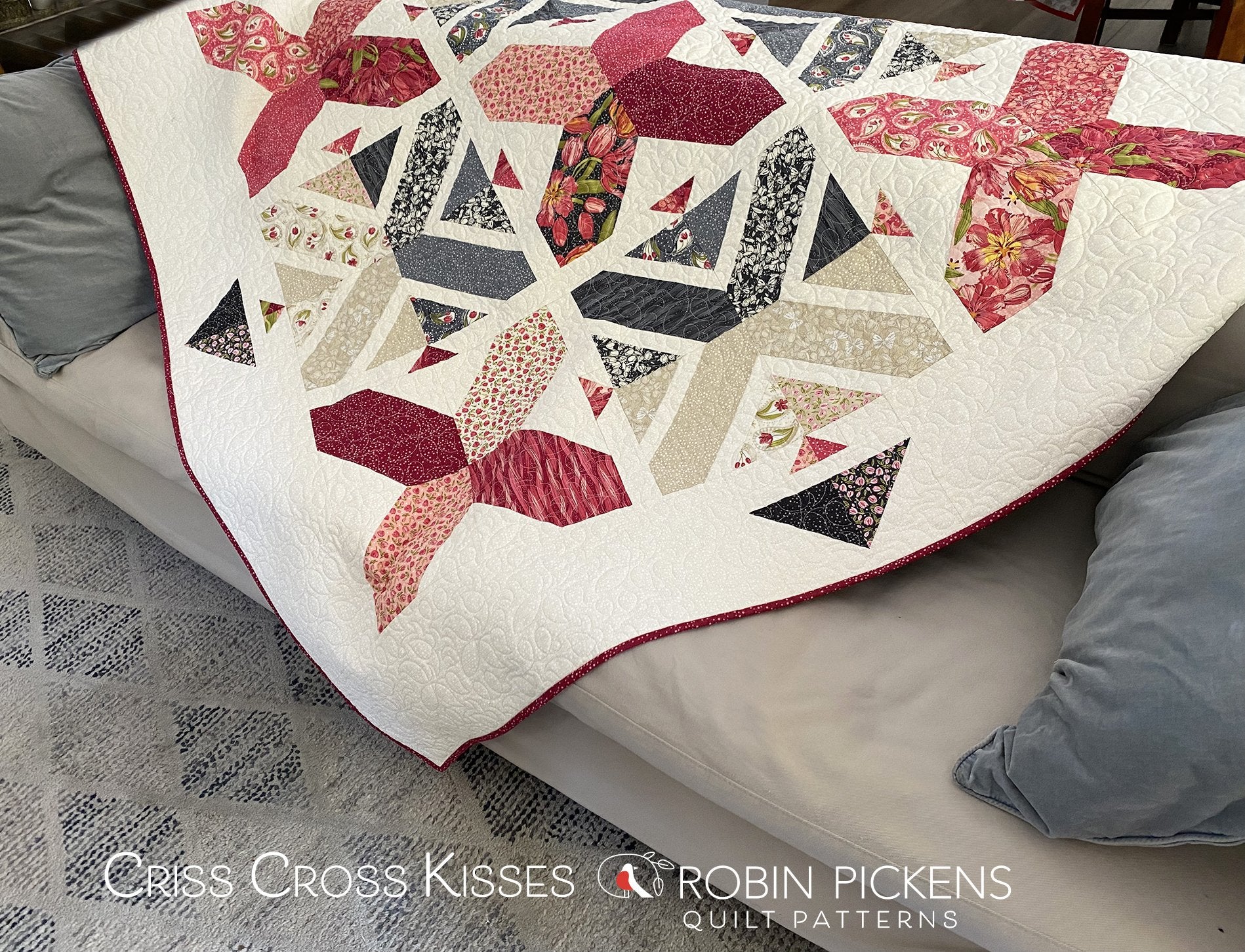 CRISS CROSS KISSES printed booklet quilt pattern, Robin Pickens, Lap or Queen - Image 8