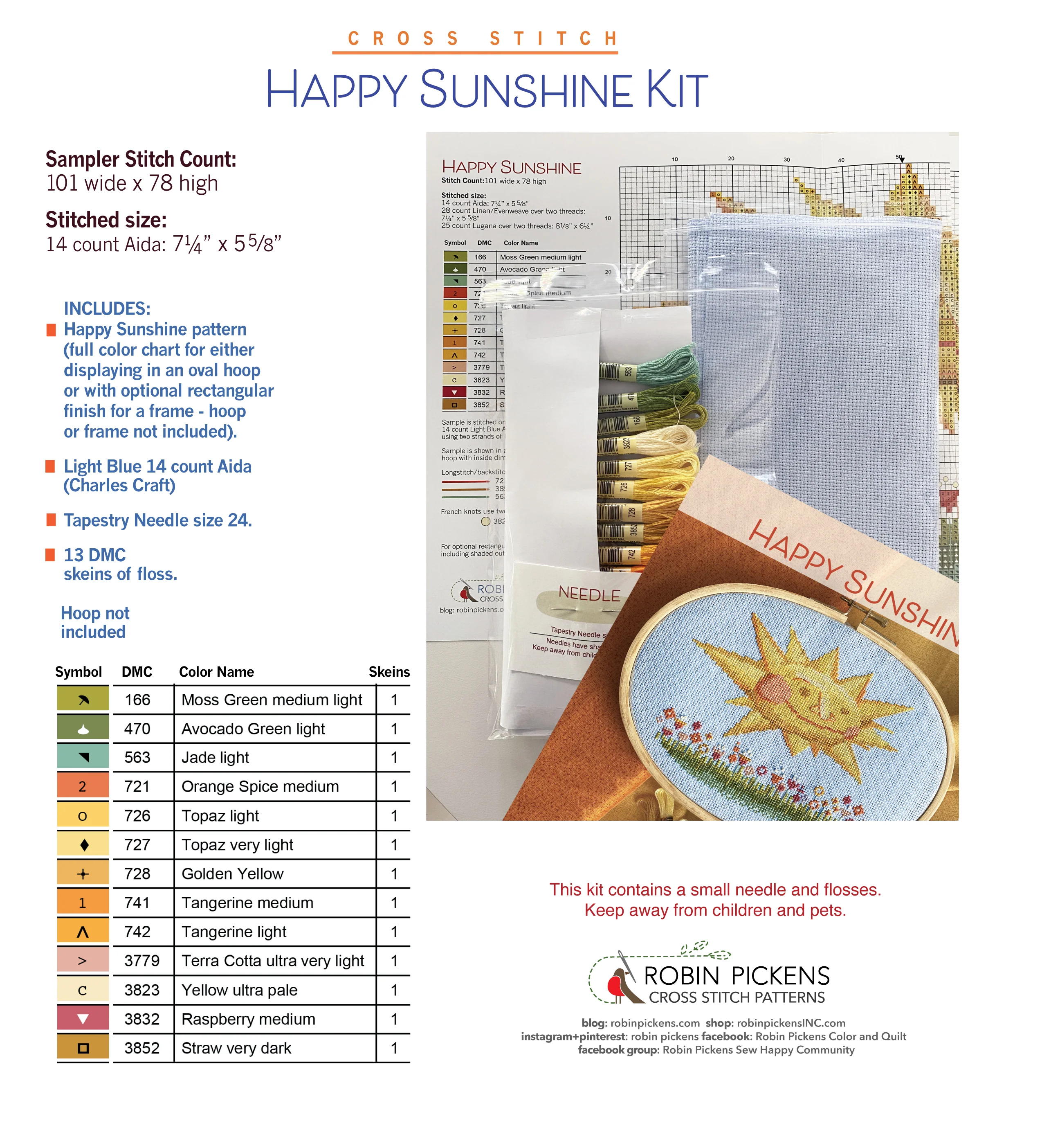 Happy Sunshine Cross Stitch KIT - Image 3
