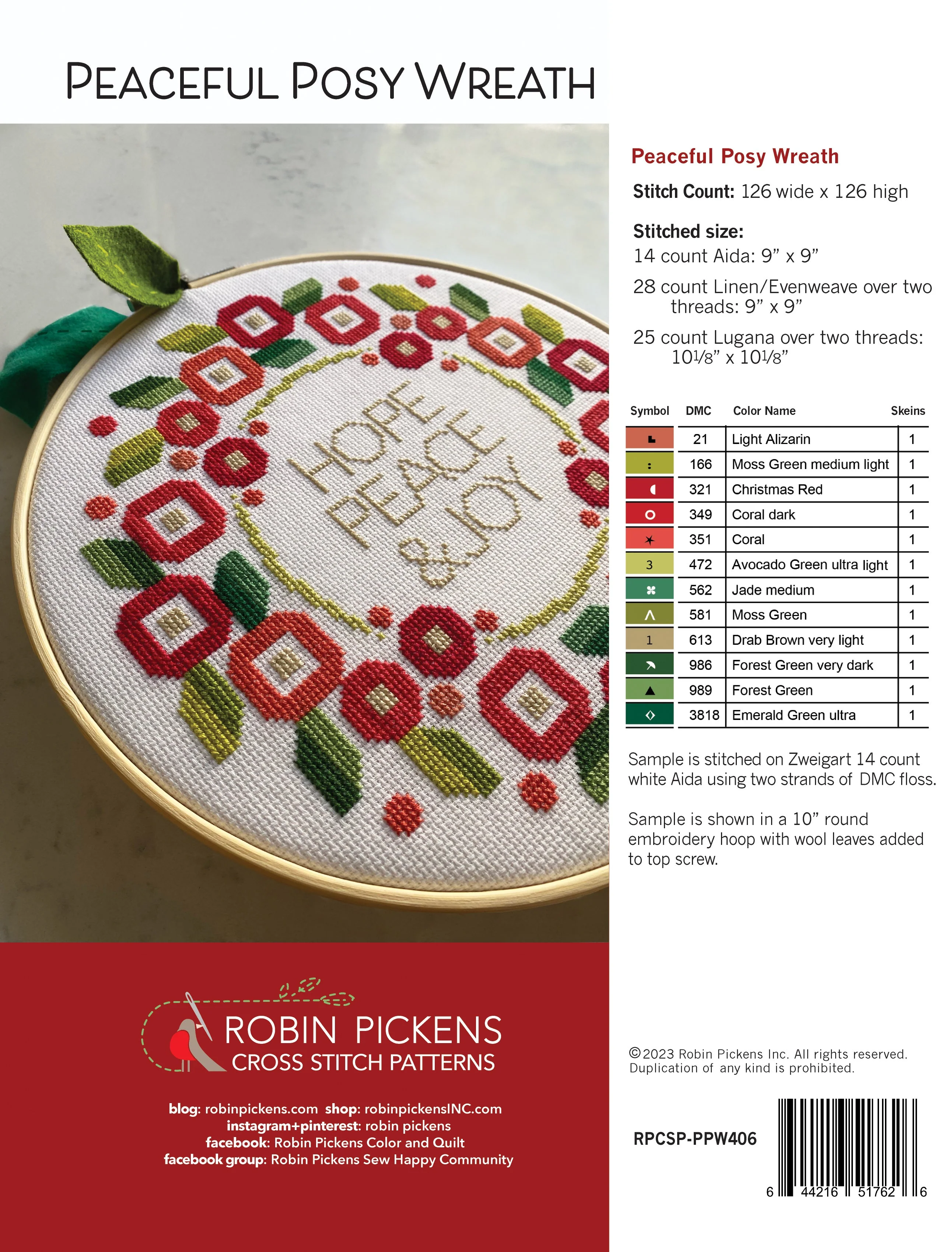 PEACEFUL POSY WREATH Cross Stitch KIT - Image 3