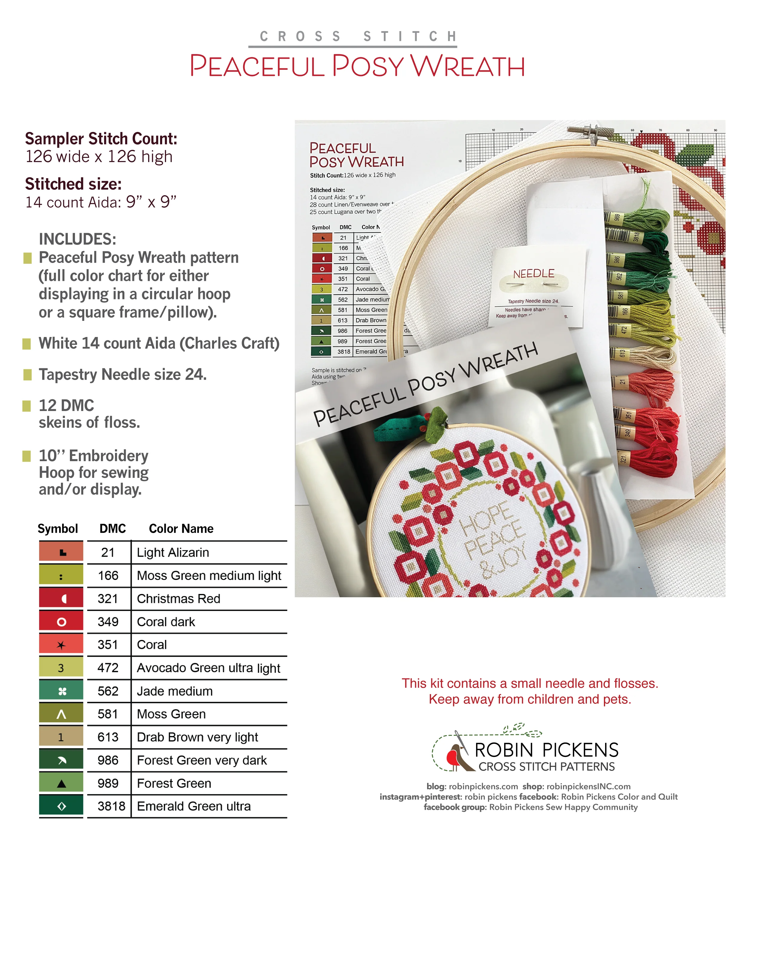 PEACEFUL POSY WREATH Cross Stitch KIT - Image 4