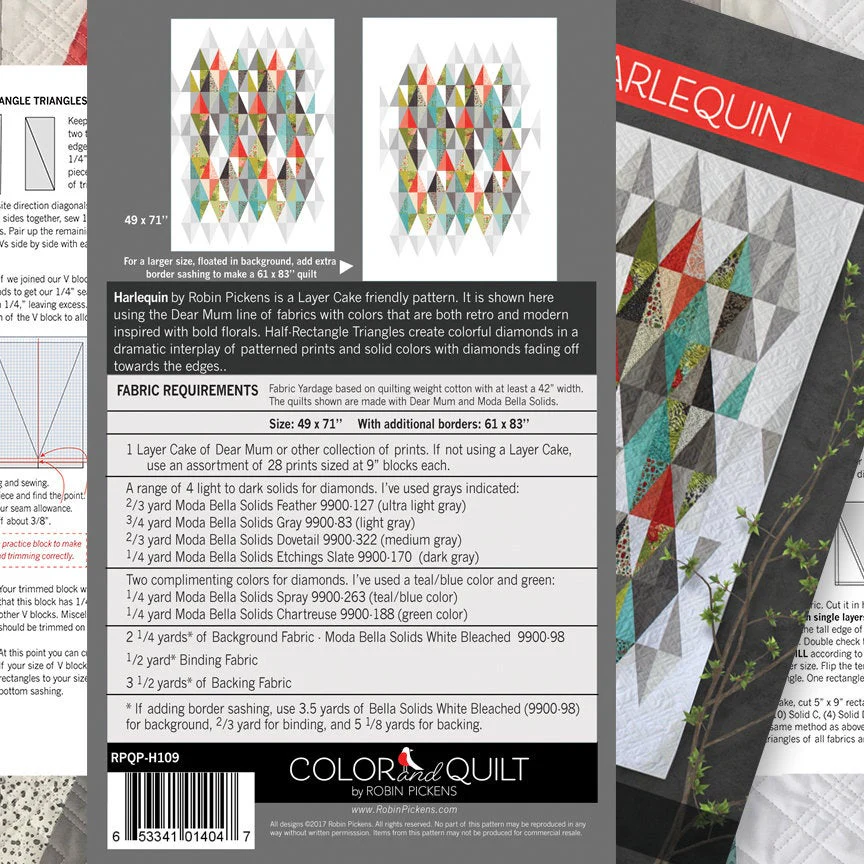 Harlequin Digital PDF Quilt Pattern by Robin Pickens /Layer Cake Precut friendly/49" x 71" or 61" x 83" - Image 4