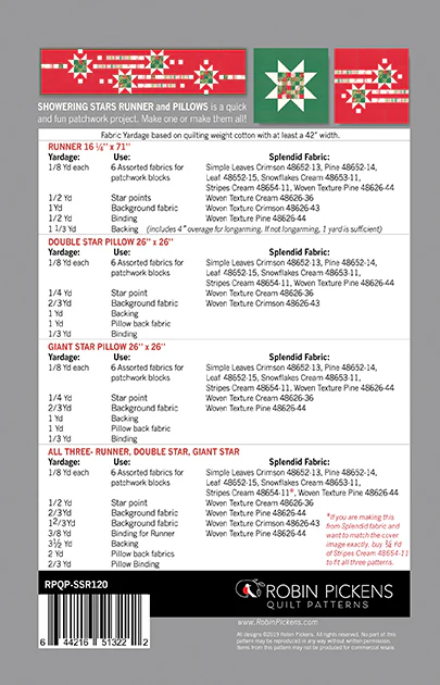 Showering Stars Digital PDF Table Runner and Pillow Covers _ by Robin Pickens - Image 3