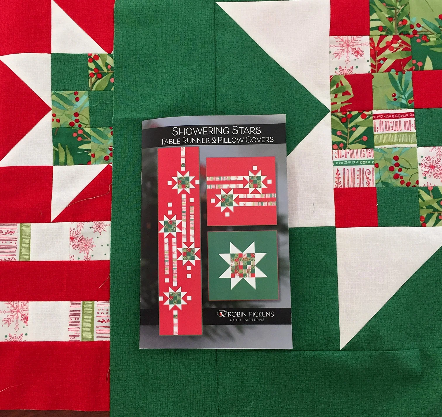 Showering Stars Digital PDF Table Runner and Pillow Covers _ by Robin Pickens - Image 4